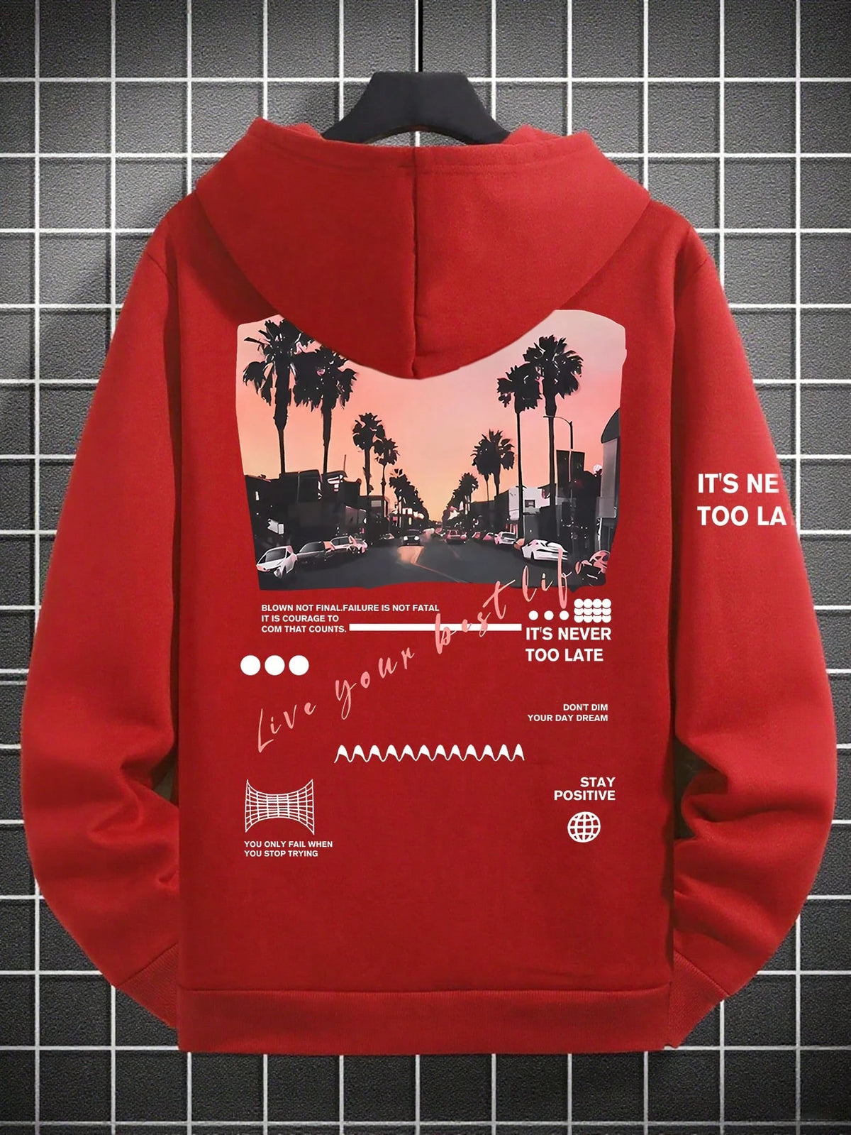 SXV Casual Street Highway English Slogan Graphic Print Hoodie
