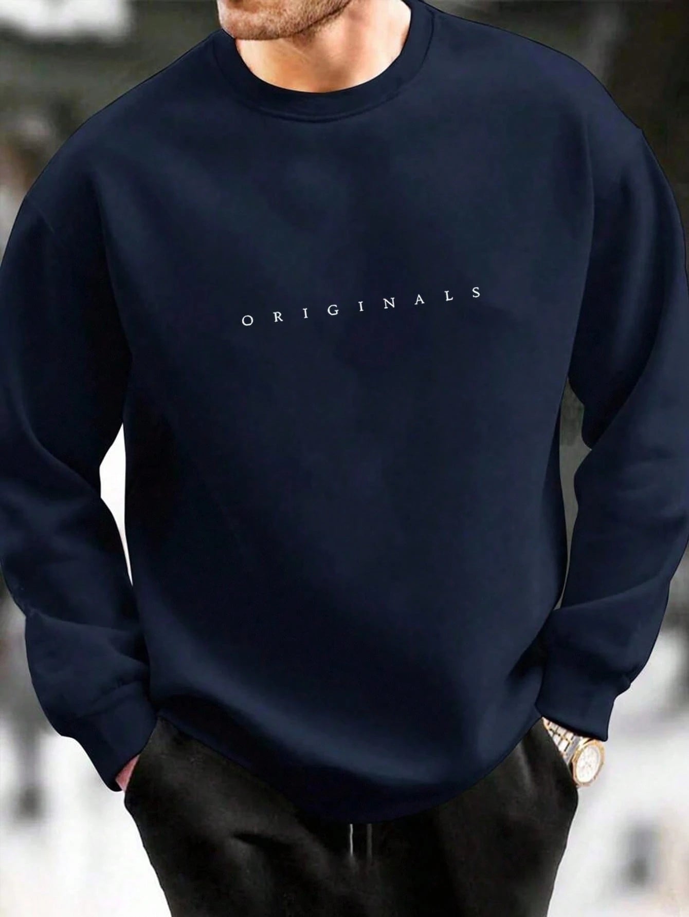 SXV Men's Letter Print Crew Neck Long Sleeve Casual Loose Fit Sweatshirt