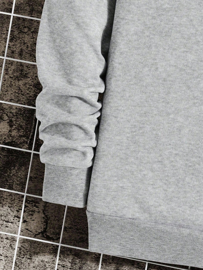 SXV Men's Letter Print Crew Neck Long Sleeve Casual Loose Fit Sweatshirt