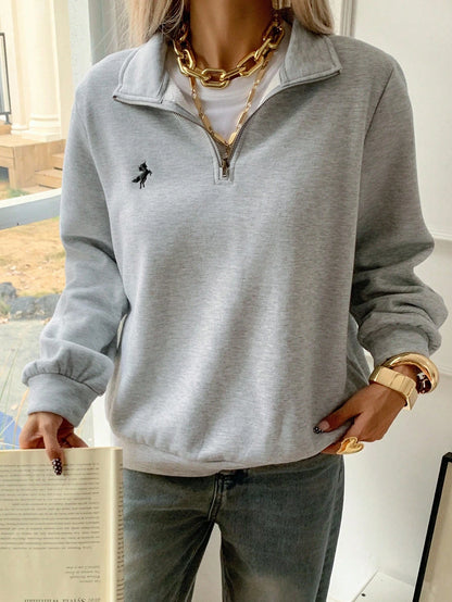 SXV Women's Embroidered Half-Zip Sweatshirt, Autumn