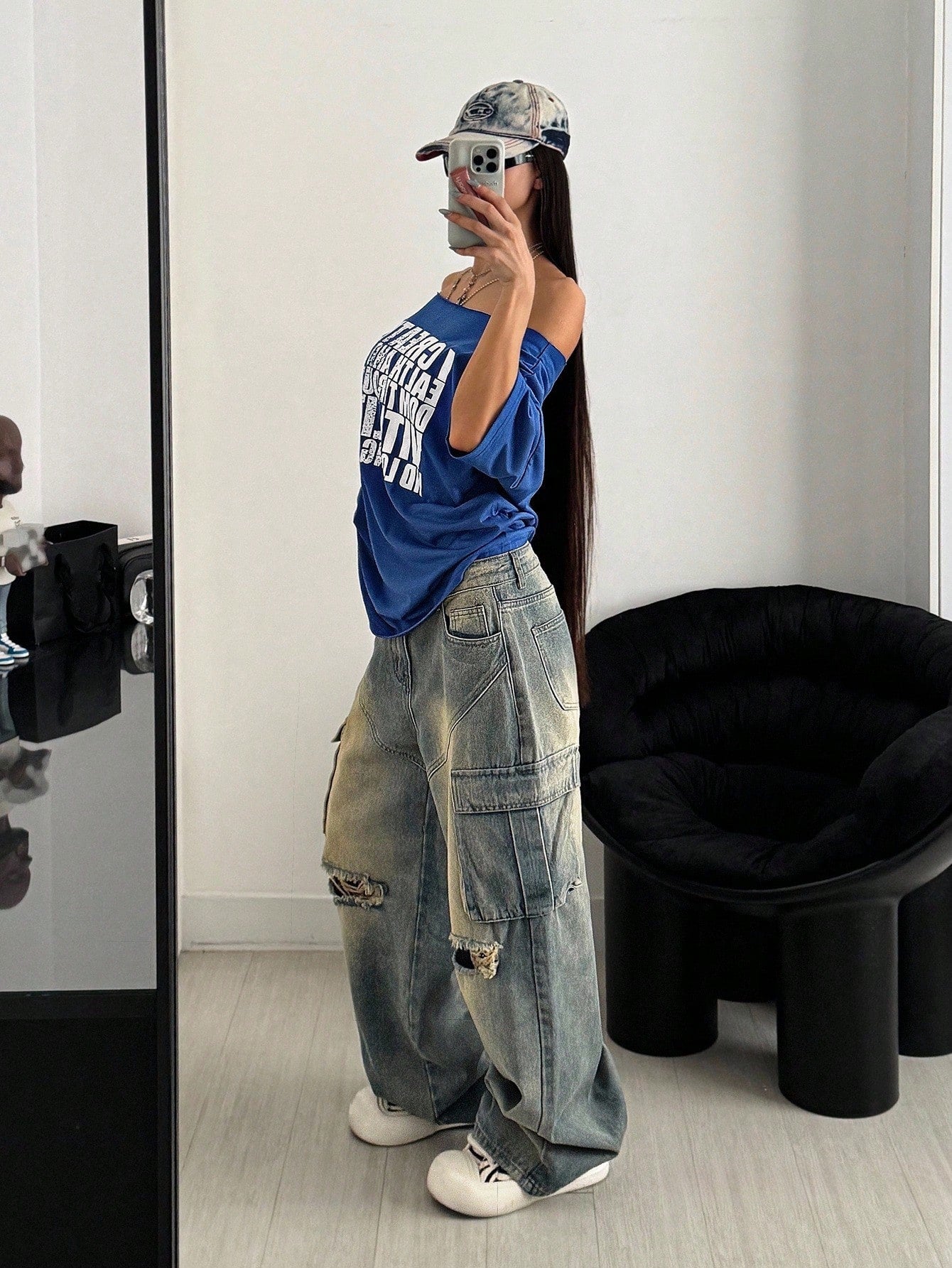 SXV Retro Letter Print Oversized Casual Short Sleeve T-Shirt