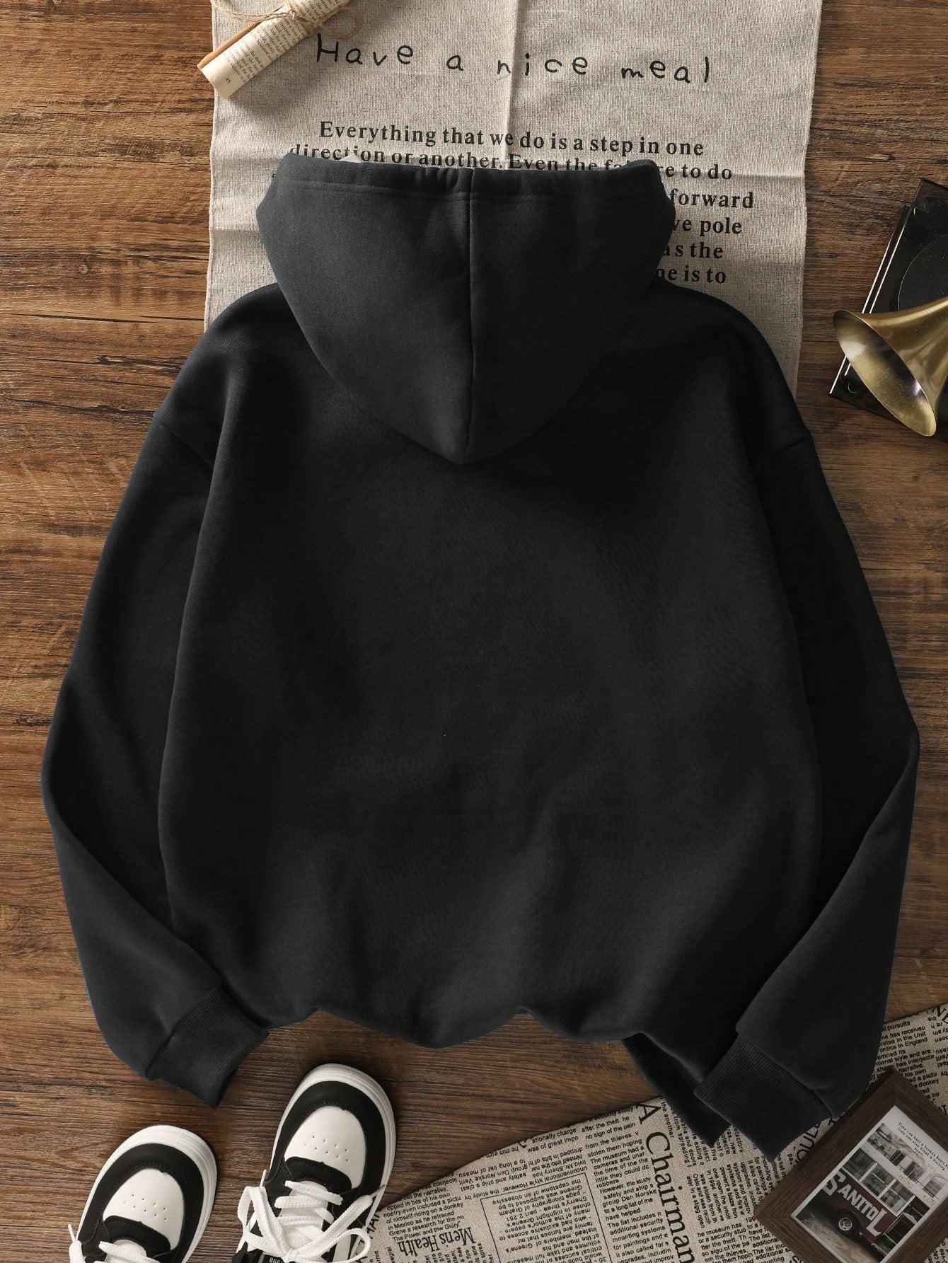 SXV Winter New Simple Ins 23 Graphic Print Casual Crew Neck Dark Grey Fashionable Versatile Pullover Hoodie