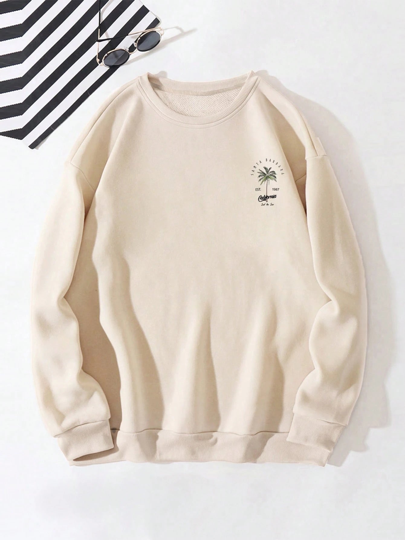 SXV 'SURF THE SUN’ Printed Cool Aesthetic Drop Shoulder Oversized Baggy Sweatshirt