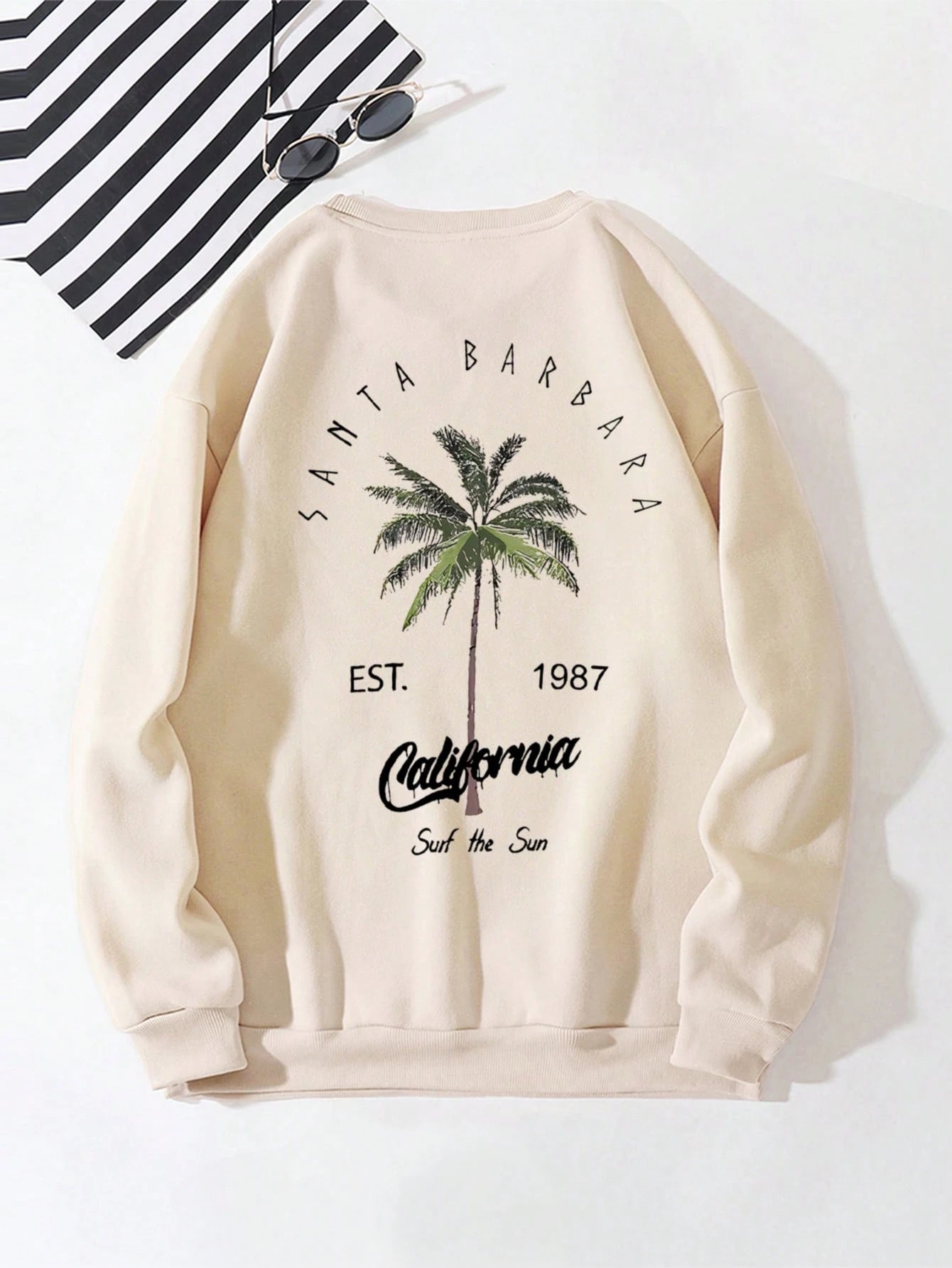 SXV 'SURF THE SUN’ Printed Cool Aesthetic Drop Shoulder Oversized Baggy Sweatshirt