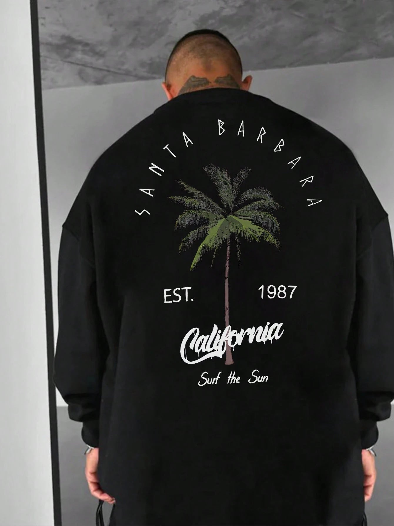 SXV 'SURF THE SUN’ Printed Cool Aesthetic Drop Shoulder Oversized Baggy Sweatshirt