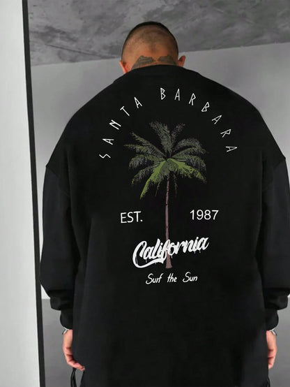 SXV 'SURF THE SUN’ Printed Cool Aesthetic Drop Shoulder Oversized Baggy Sweatshirt