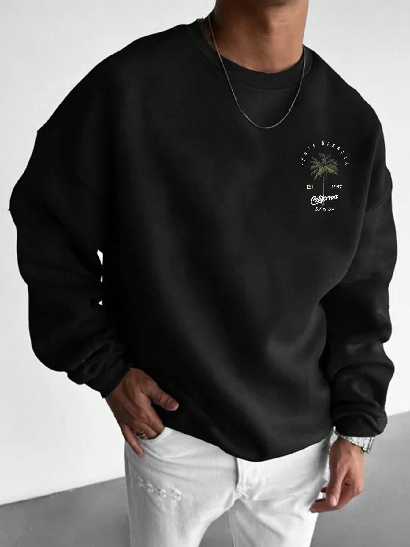 SXV 'SURF THE SUN’ Printed Cool Aesthetic Drop Shoulder Oversized Baggy Sweatshirt