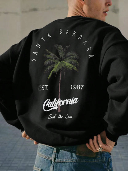 SXV 'SURF THE SUN’ Printed Cool Aesthetic Drop Shoulder Oversized Baggy Sweatshirt