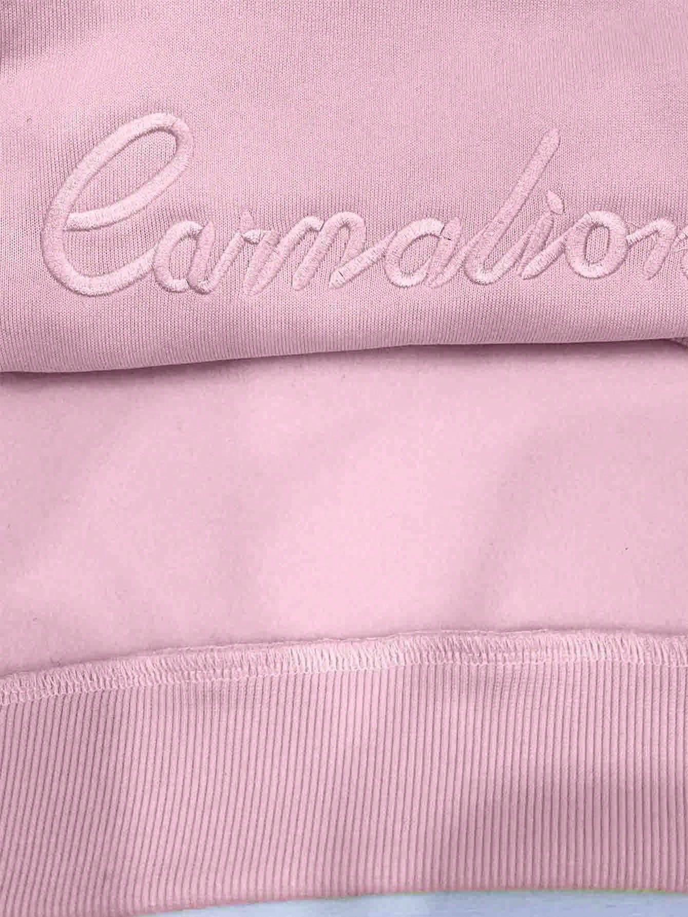 SXV Women's Embroidered Letter Pattern Crew Neck Long Sleeve Comfortable Pullover