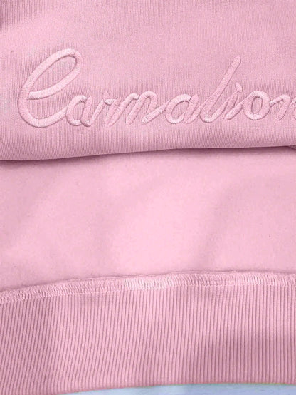 SXV Women's Embroidered Letter Pattern Crew Neck Long Sleeve Comfortable Pullover