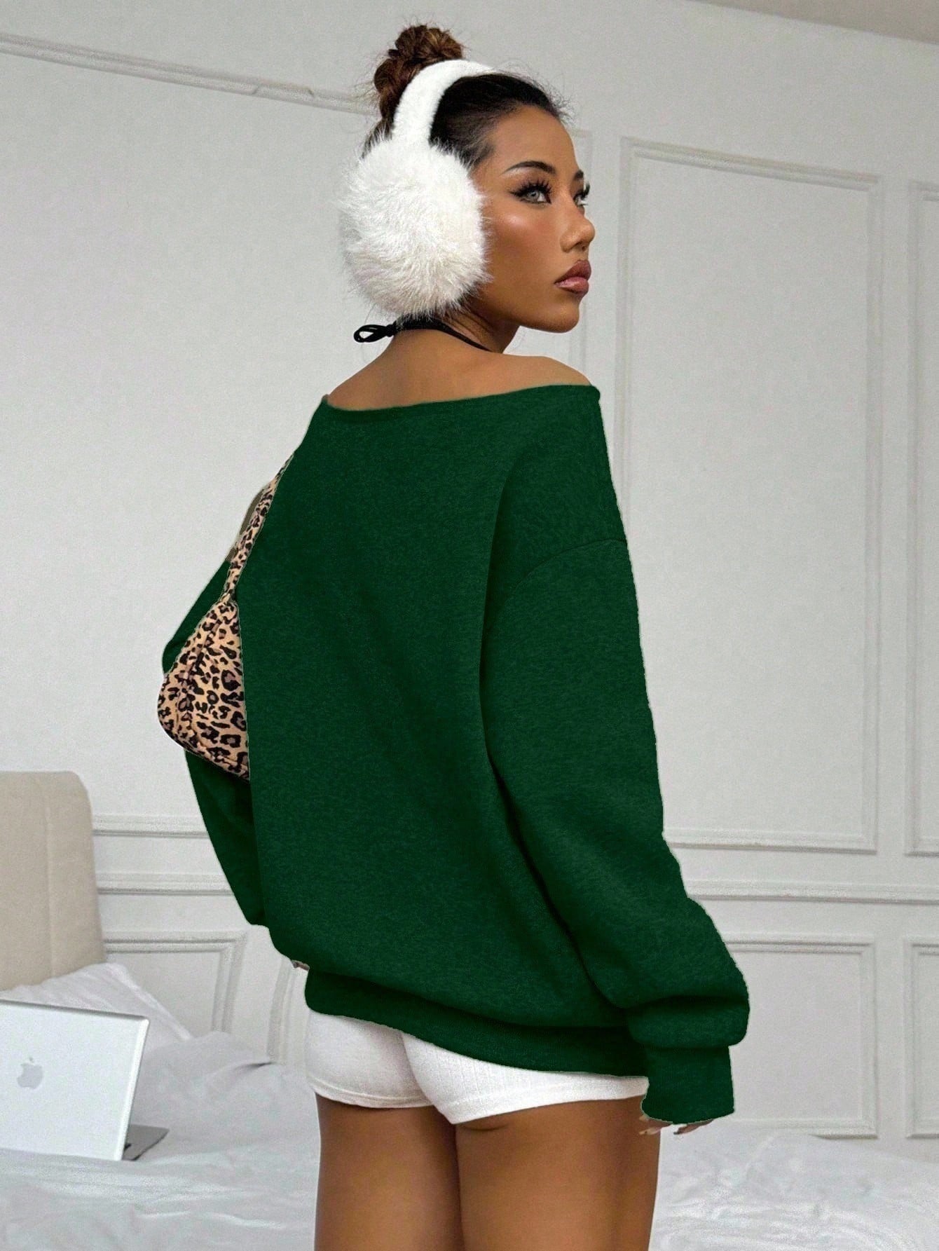 SXV casual solid off shoulder sweatshirt with pockets