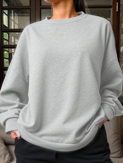 SXV Casual Thermal Lined Solid Color Loose Fit Sweatshirt Fall