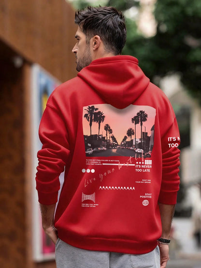 SXV Casual Street Highway English Slogan Graphic Print Hoodie