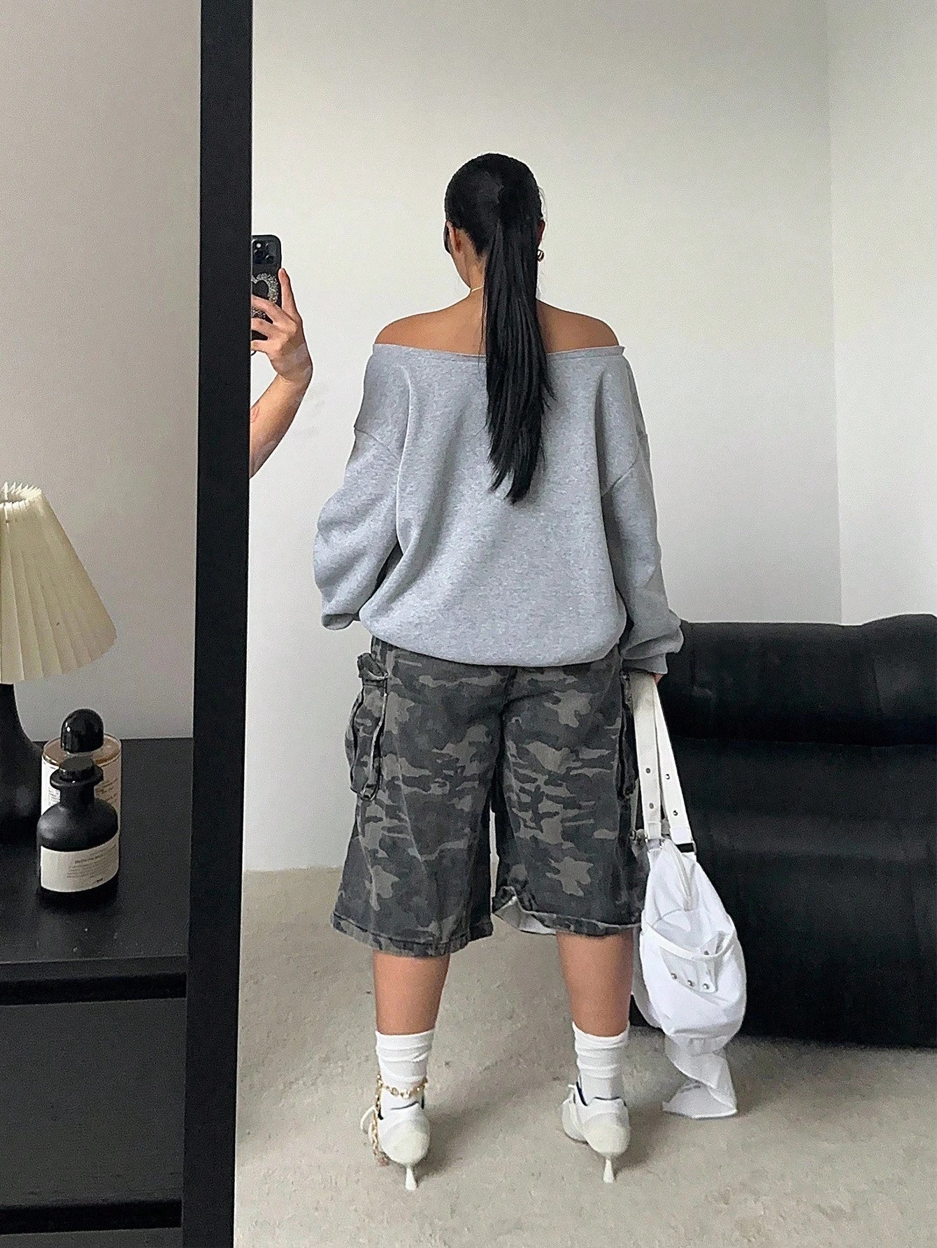 SXV Fashionable Off Shoulder Thermal Lined Long Sleeve Casual Loose Fit Plus Size Sweatshirt