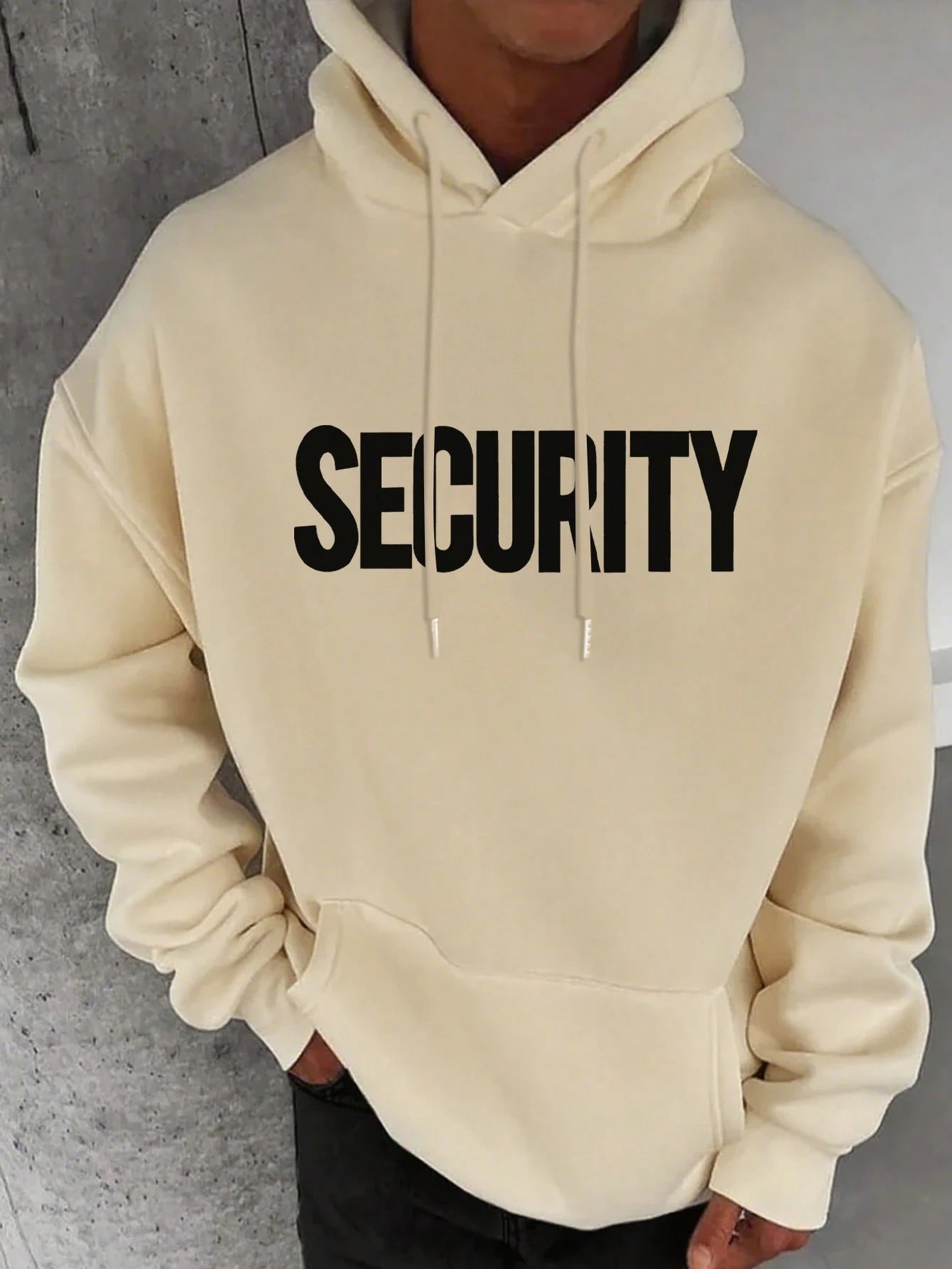 SXV Men's SECURITY Graphic Fleece Hoodie, Streetwear Style, Autumn
