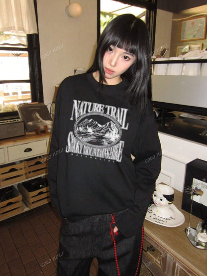 SXV Winter Women Oversized Casual Crew Neck Long Sleeve Kawaii Graphic T-Shirt Top