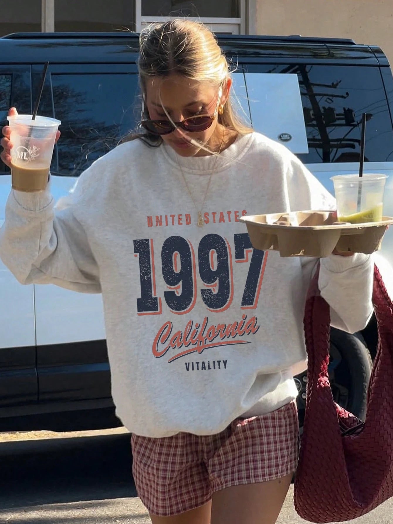 SXV Women's Casual Minimalist 1997 Graphic Crew Neck Sweatshirt