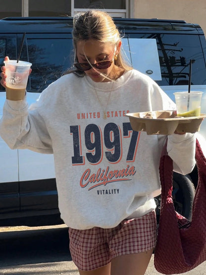 SXV Women's Casual Minimalist 1997 Graphic Crew Neck Sweatshirt