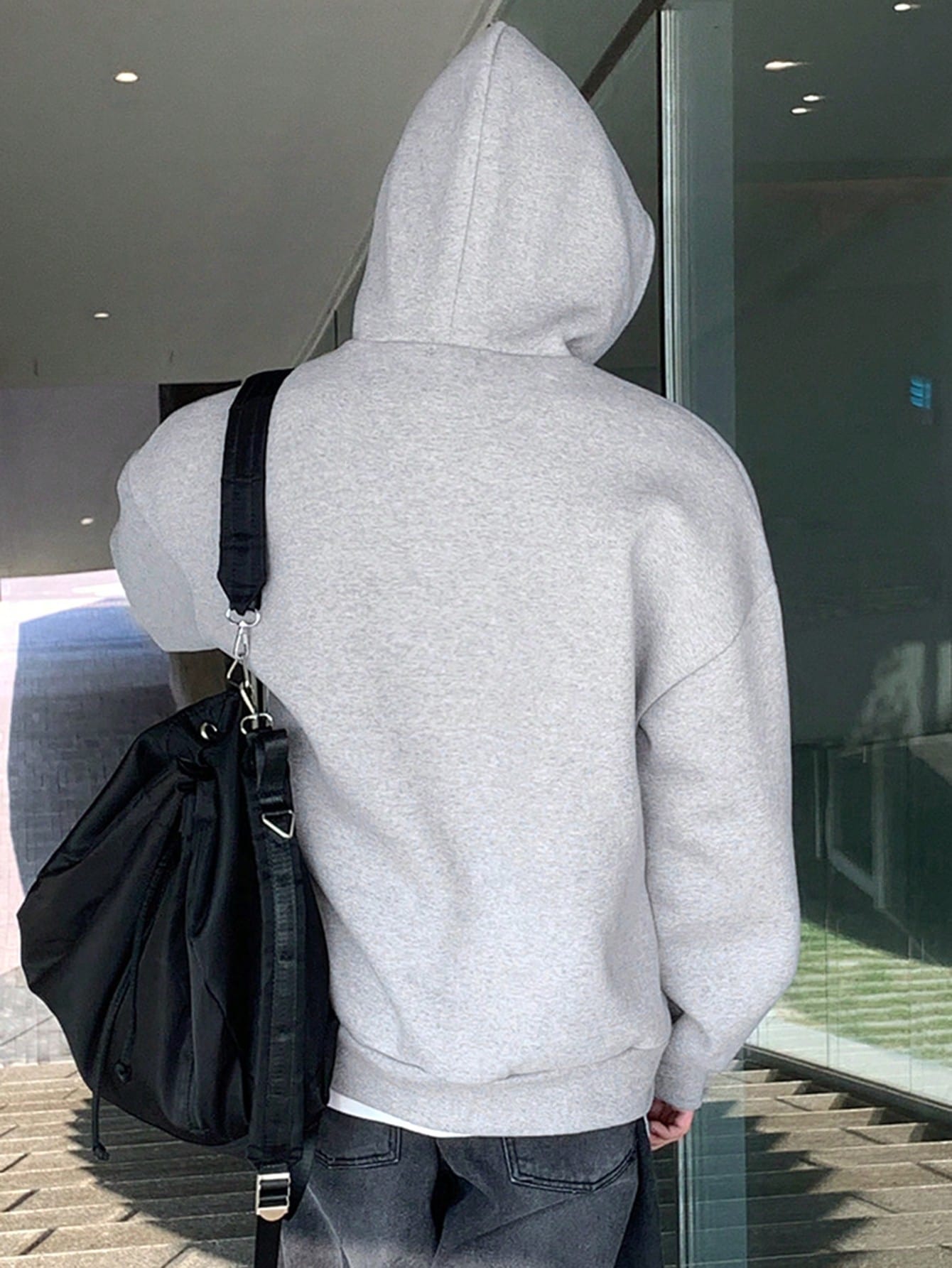 SXV Men's Plain Drawstring Hooded Drop Shoulder Sweatshirt,Fall Clothes