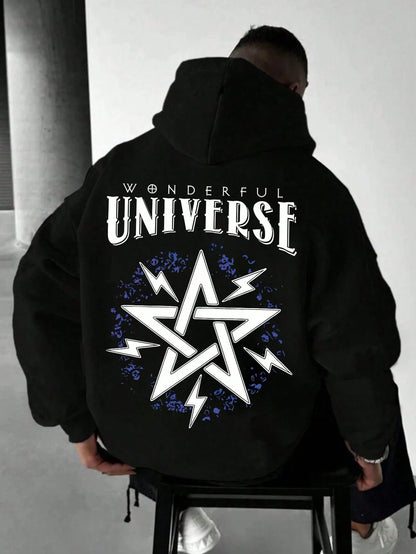 SXV Wonderful universe Men's Winter Fleece Graphic Hoodie