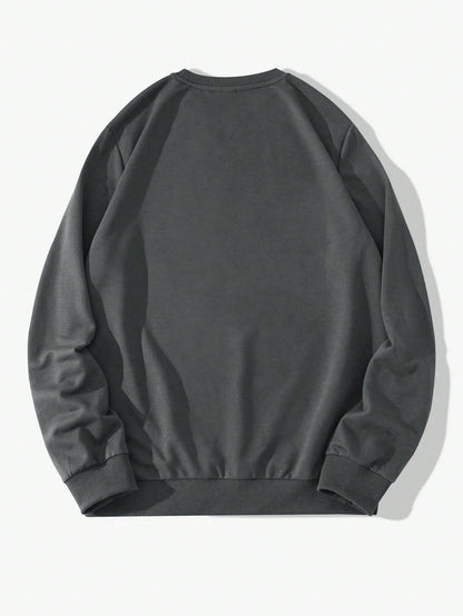 SXV Zrgoth Men's Round Neck Casual Bear Head Print Loose Comfortable Sweatshirt  Chicago Element Design