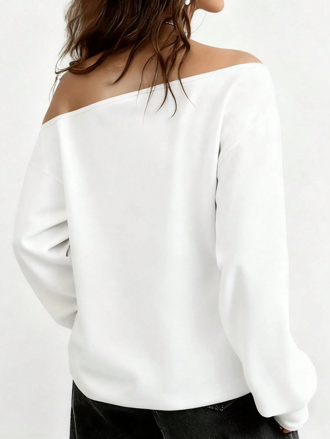 SXV 98 off shoulder Women's Casual Letter Print Sweatshirt,