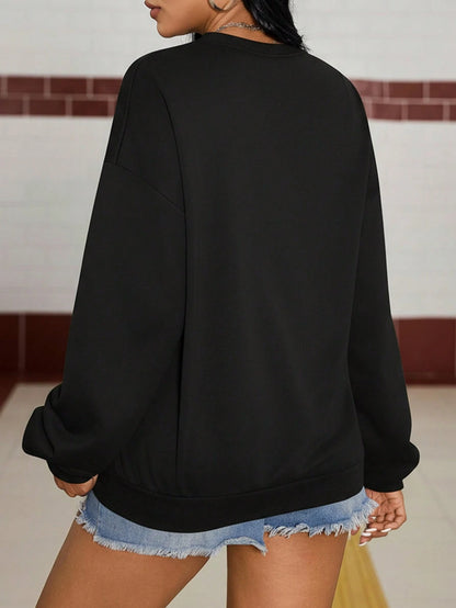 SXV New York Letter Retro Distressed Pattern Printed Sweatshirt