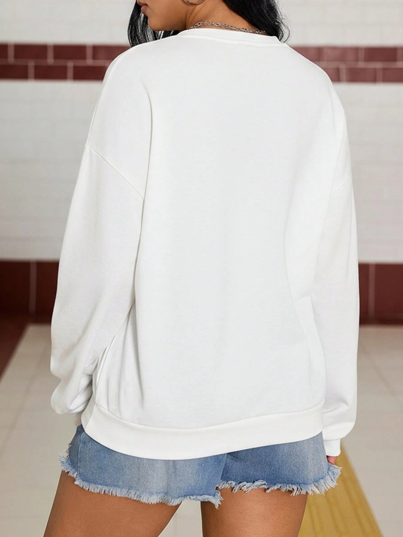 SXV New York Letter Retro Distressed Pattern Printed Sweatshirt