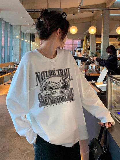 SXV Winter Women Oversized Casual Crew Neck Long Sleeve Kawaii Graphic T-Shirt Top