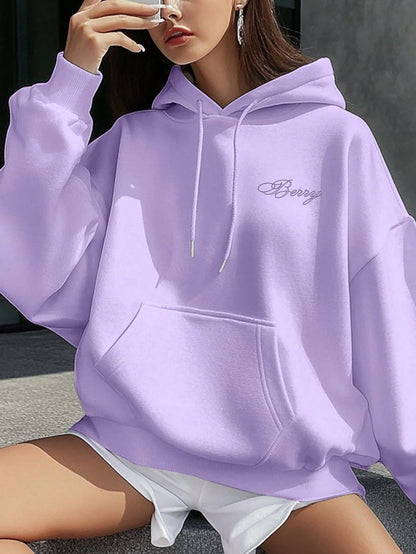 SXV Berry Racing Casual Slogan & Car Printed Loose Hoodie Sweatshirt