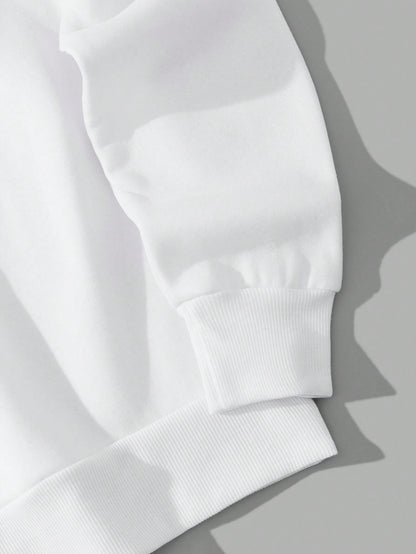 SXV Men's Funny Smiling Face Print Crew Neck Sweatshirt, Street Fashion, Autumn