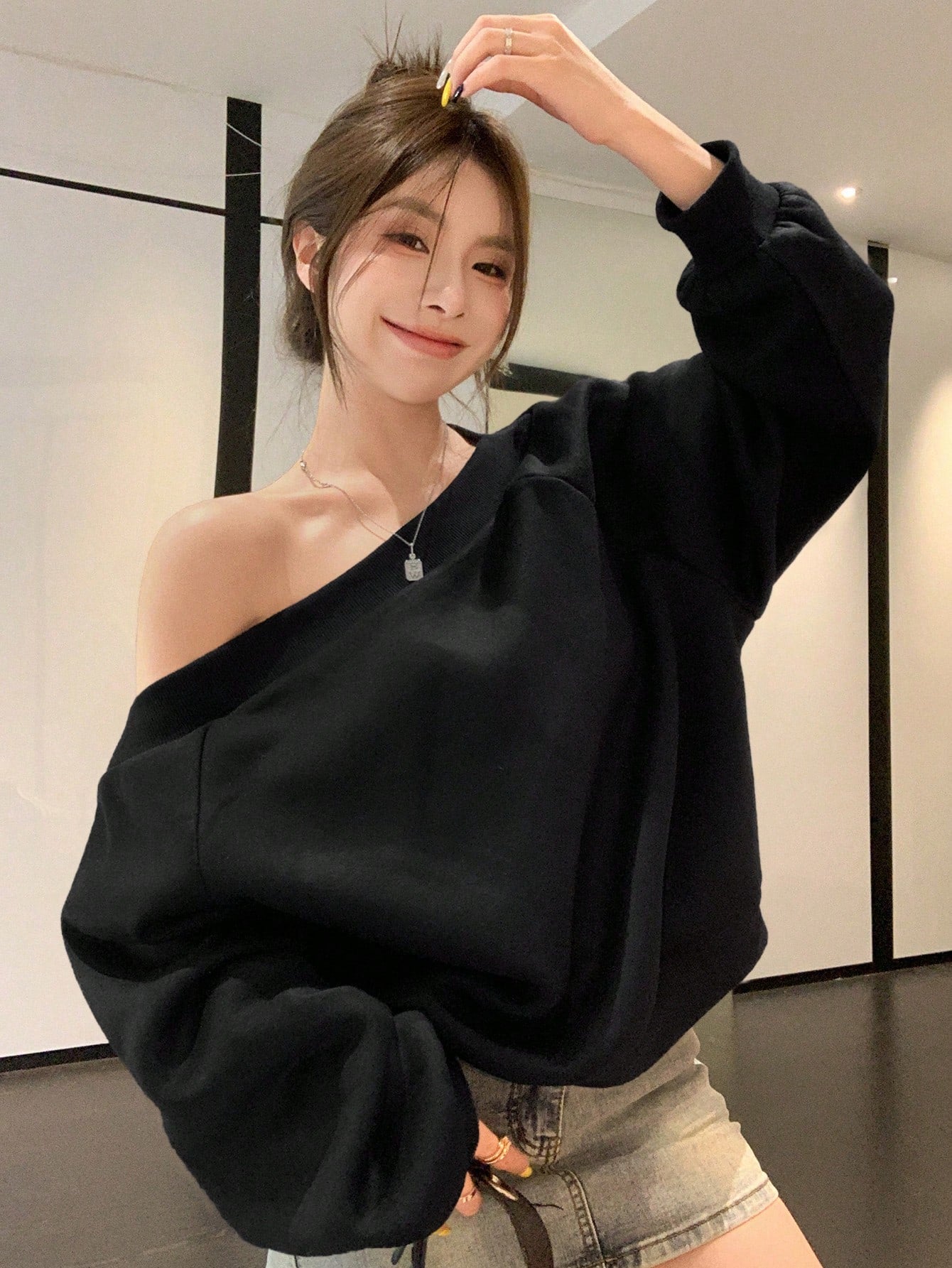 SXV Women's Casual Off-Shoulder Loose Sweatshirt