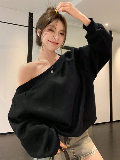 SXV Women's Casual Off-Shoulder Loose Sweatshirt