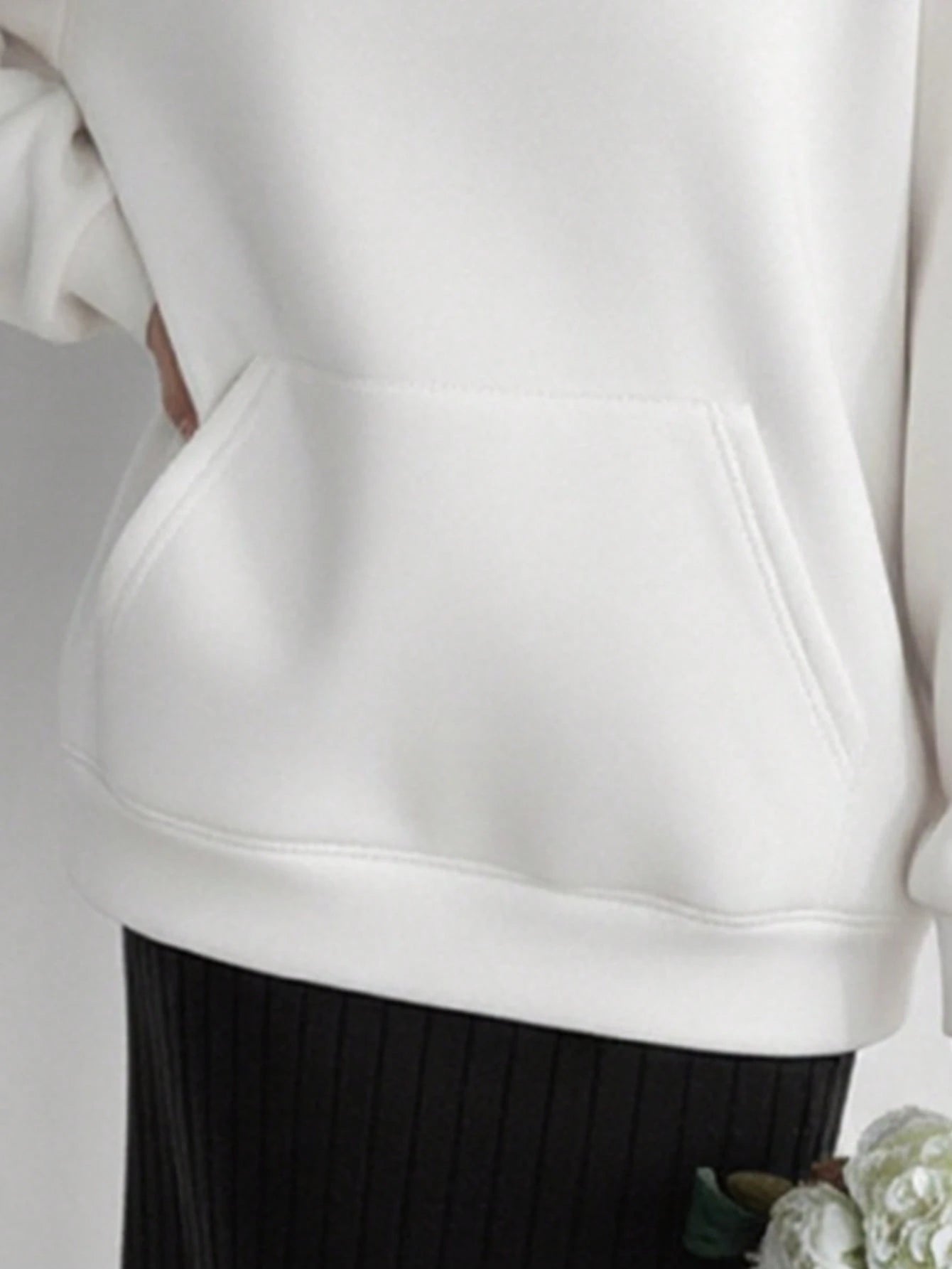 SXV Casual Fashion Sports American Style Loose Slim Women's White Sweatshirt With Hood And Long Sleeves And Bow Pattern On The Chest And Back