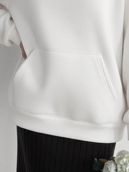 SXV Casual Fashion Sports American Style Loose Slim Women's White Sweatshirt With Hood And Long Sleeves And Bow Pattern On The Chest And Back