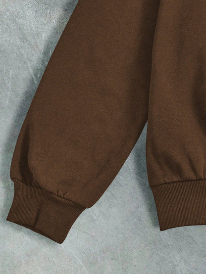 SXV i am not moody Fashionable Street Style unisex  Loose Fit Letter Print Crew Neck Long Sleeve Sweatshirt