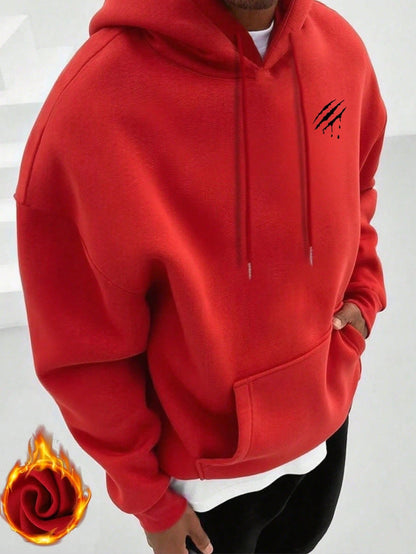 SXV NEVER GIVE UP Letter Slogan & Scratch Print Casual Loose Fit Hoodie Sweatshirt