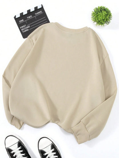 SXV i need a coffee not your opinion Women's Casual Slogan Print Crew Neck Long Sleeve Fleece Sweatshirt, Autumn