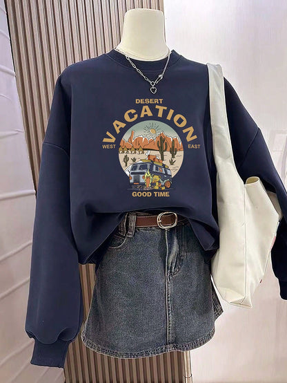 SXV Women's Casual Long Sleeve Crew Neck Sweatshirt, Printed Pattern, Soft & Comfortable Fabric