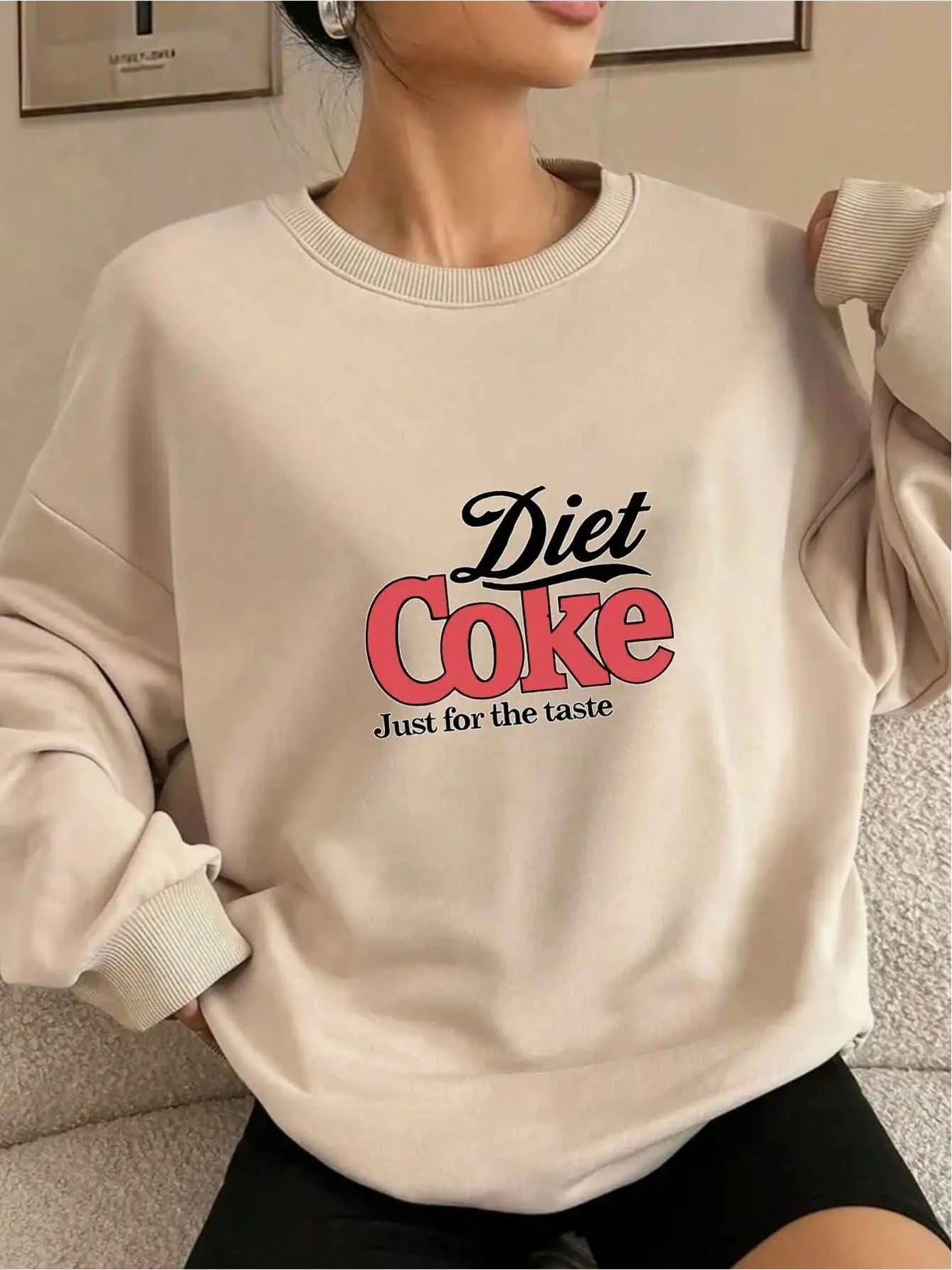 SXV Women'S Casual Crew Neck Sweatshirt - DIET JUST For THE TASTE Print