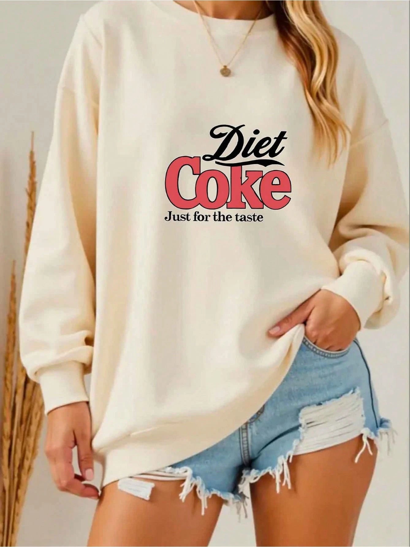 SXV Women'S Casual Crew Neck Sweatshirt - DIET JUST For THE TASTE Print