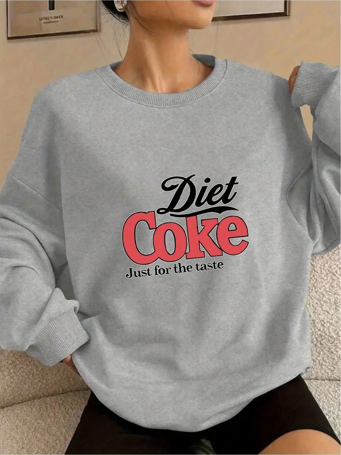 SXV Women'S Casual Crew Neck Sweatshirt - DIET JUST For THE TASTE Print