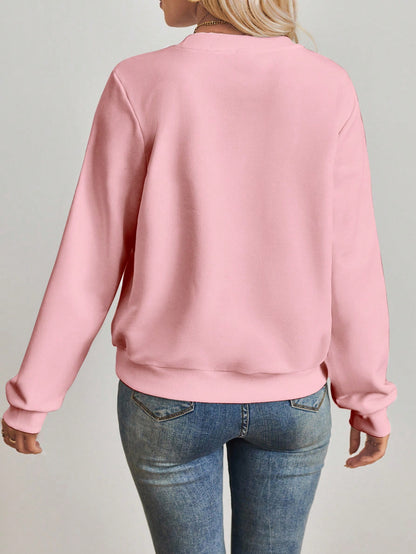 SXV Casual Minimalist Milano Print Pattern Round Neck Long Sleeve Loose Women Sweatshirt Autumn And Winter