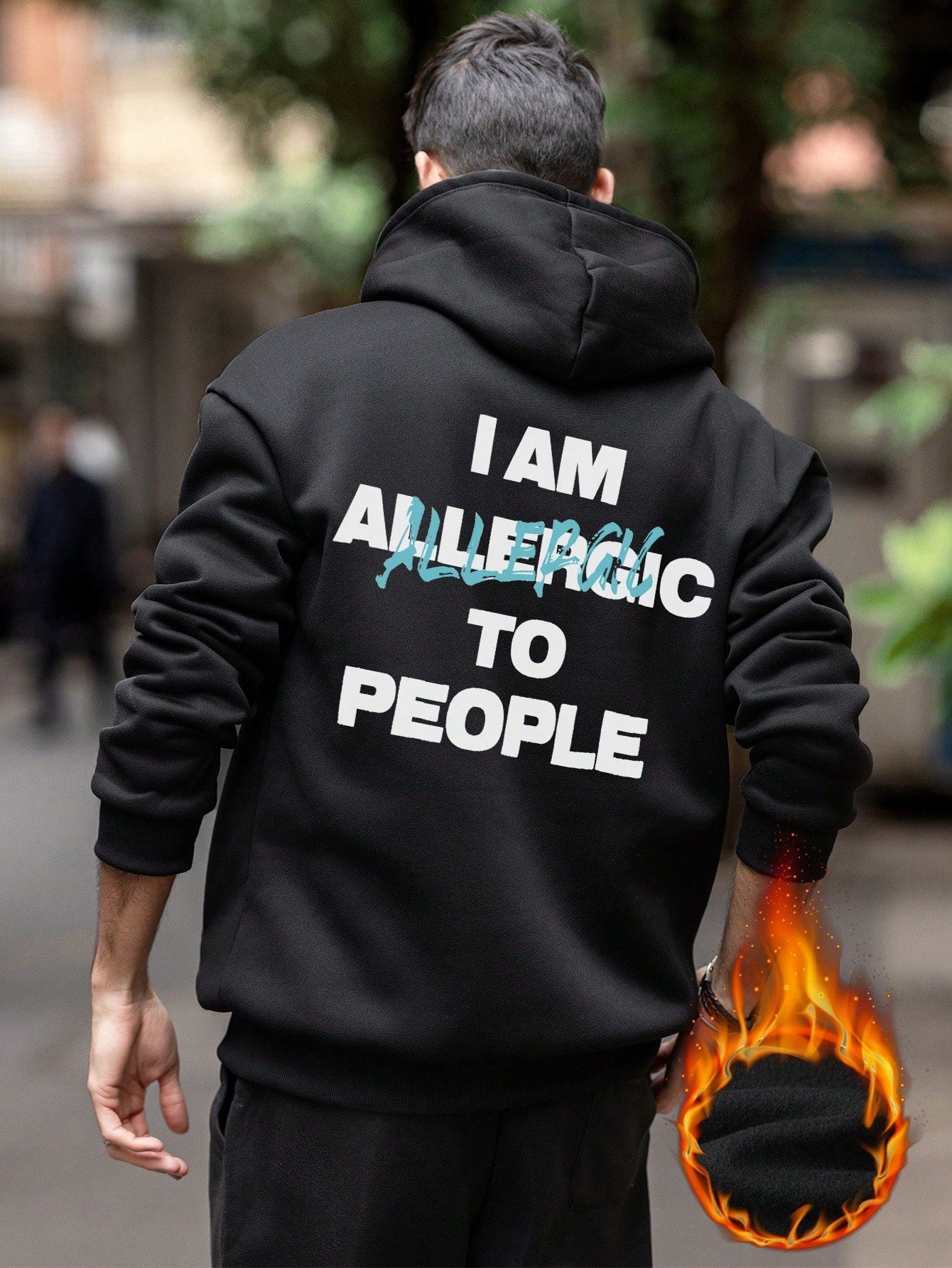 SXV Men's Casual Slogan Printed Loose Fit Pocket Hoodie Sweatshirt, Autumn