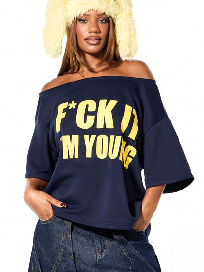 SXV Off Shoulder Graphic Statement tees
