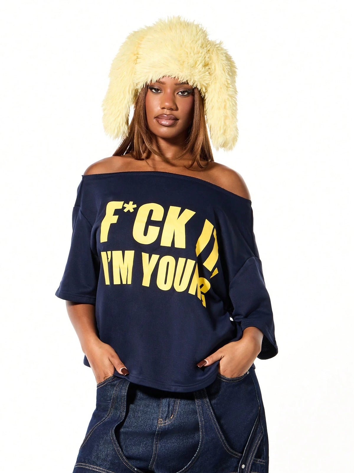 SXV Off Shoulder Graphic Statement tees