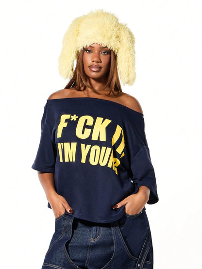 SXV Off Shoulder Graphic Statement tees