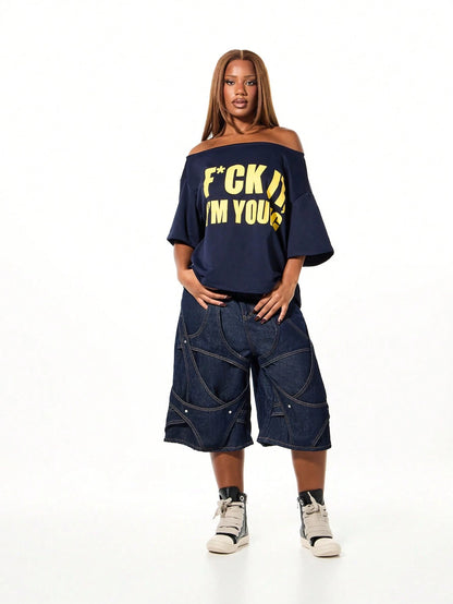 SXV Off Shoulder Graphic Statement tees