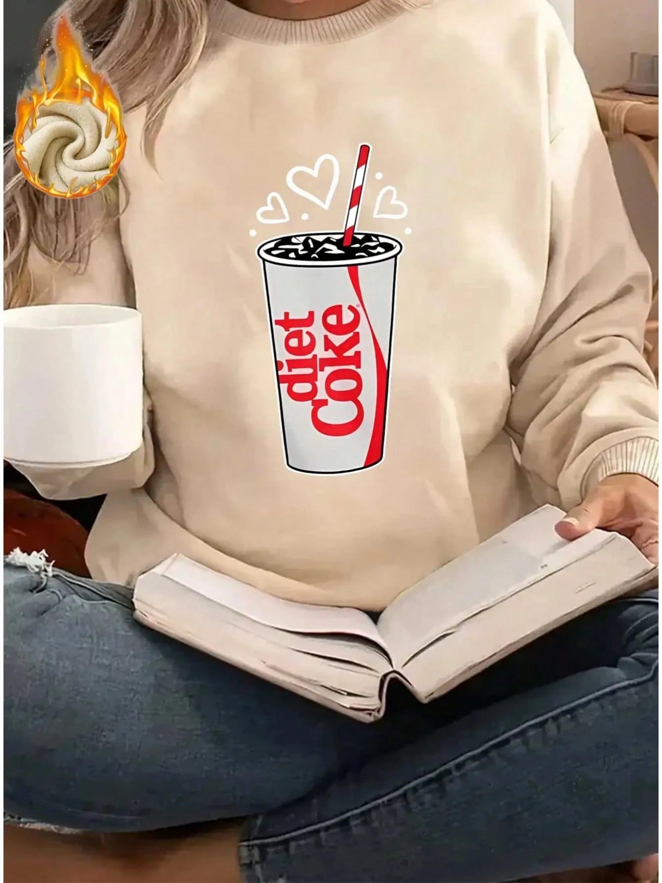 SXV Women's Casual Thick Pullover Diet coke graphic printed