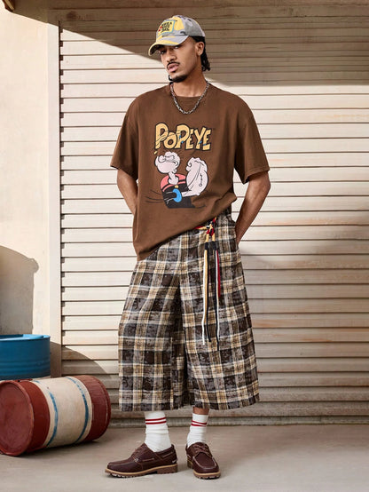 SXV Casual Letter & Cartoon Graphic Round Neck Short Sleeve T-Shirt